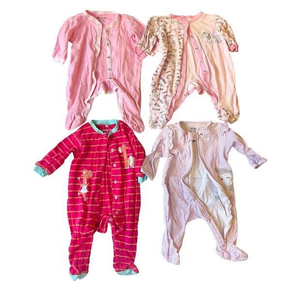 Baby Gear Other - Set of 4 Baby Gear Carter’s Pekkle Baby Girl Footie size 0-3M Zipper